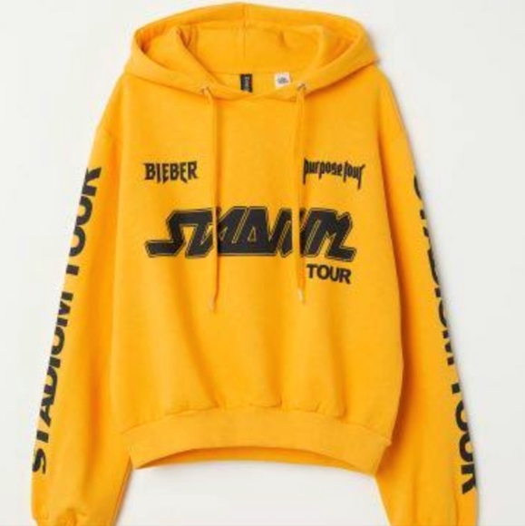 Hu0026M | Tops | Womens Hm Yellow And Black Cropped Top Hoodie Justin Bieber  Purpose Tour | Poshmark